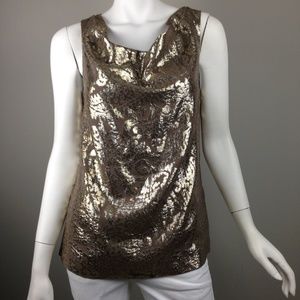 J. Crew Brown/Gold Metallic Tank Top